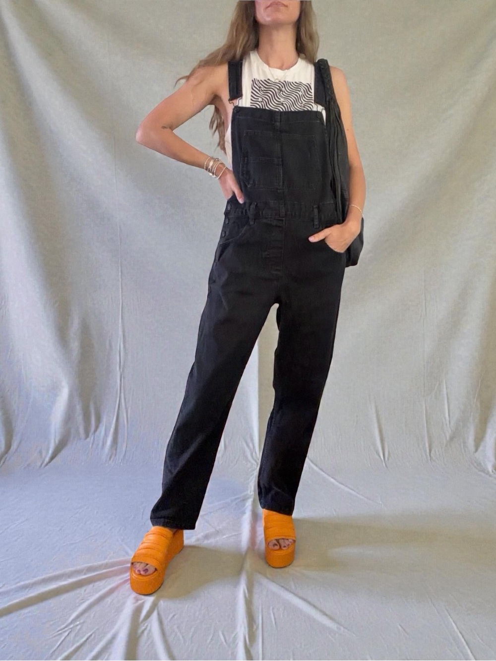 Free People - We The Free - Black Denim -  Overalls - Size S - Picture 2 of 5